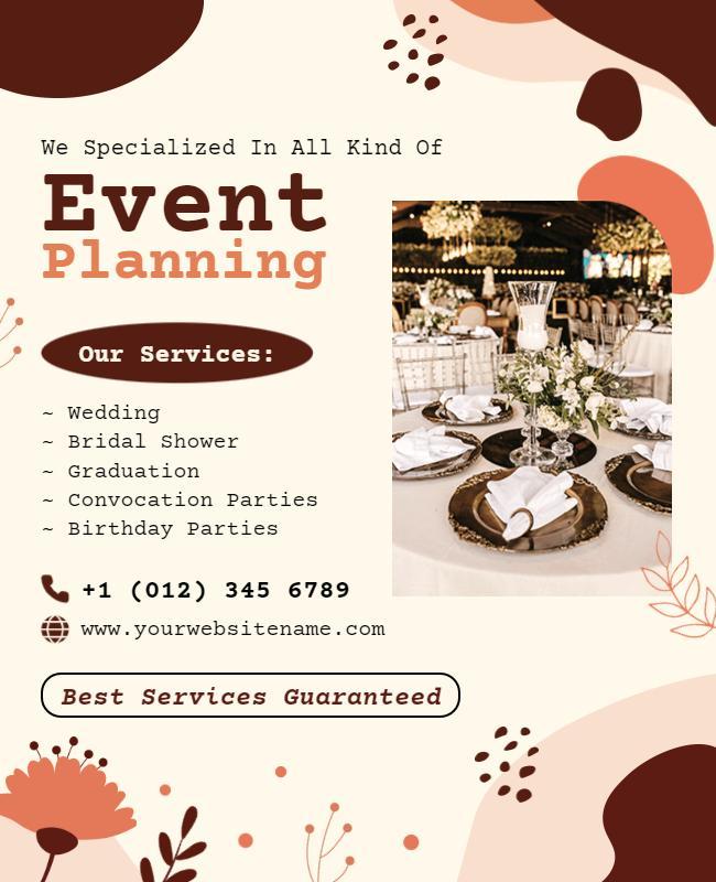 Elegant Earthy Tones Event Planning Services Flyer Template