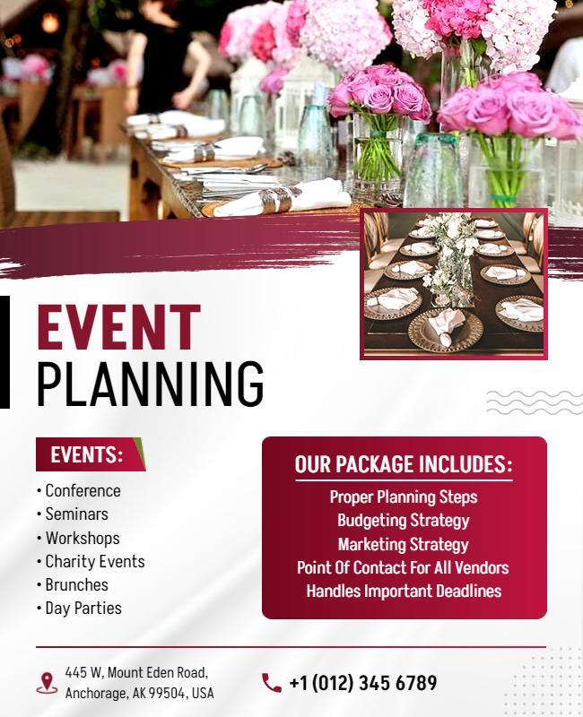 Elegant Floral Event Planning Services Flyer Template