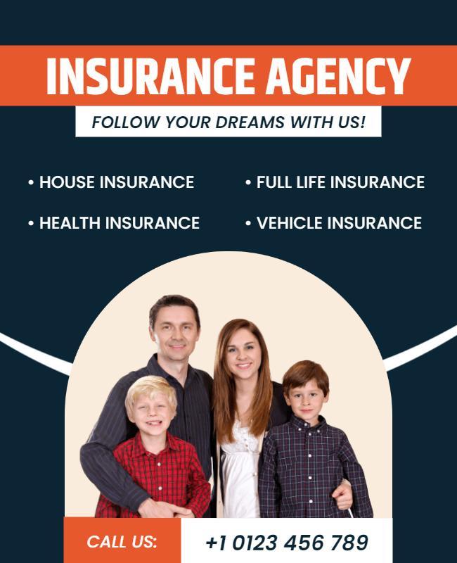 Bold Orange Family Insurance Agency Services Flyer Template