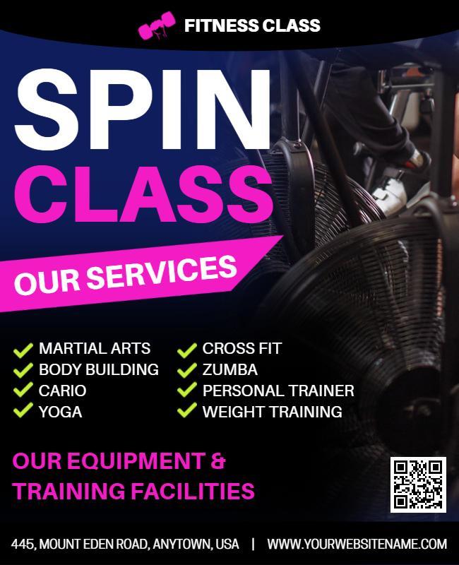 Comprehensive Fitness Spin Class Services Flyer Template