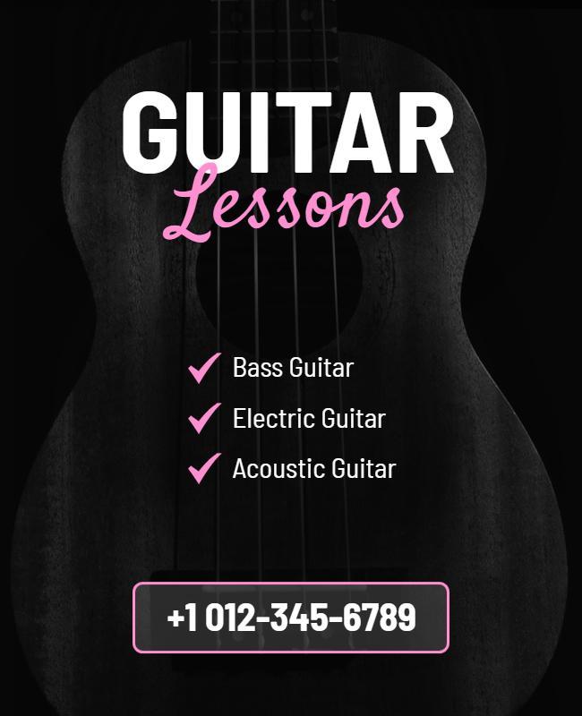 Comprehensive Guitar Lessons Promotional Flyer Template