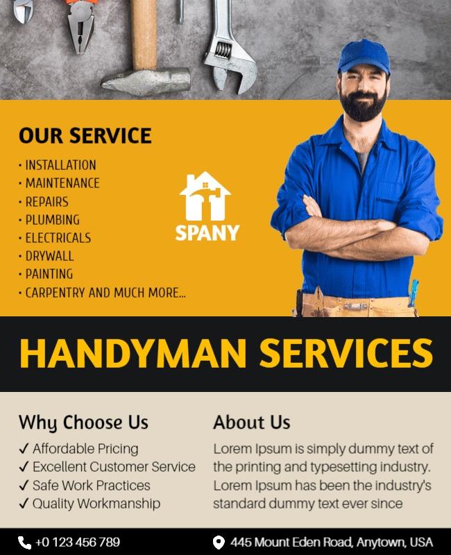 Comprehensive Handyman Repair and Maintenance Services Flyer Template