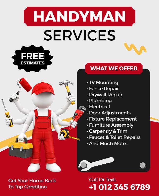 Comprehensive Handyman Services Offerings Flyer Template