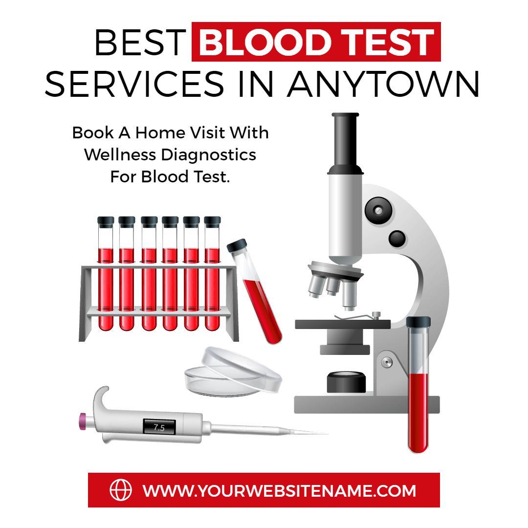 Comprehensive Health Blood Test Services for Home Diagnostics Ad Template