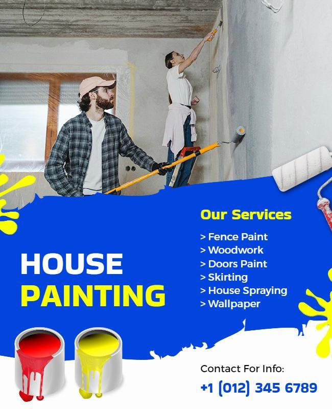 Vibrant Blue House Painting Services Flyer Template