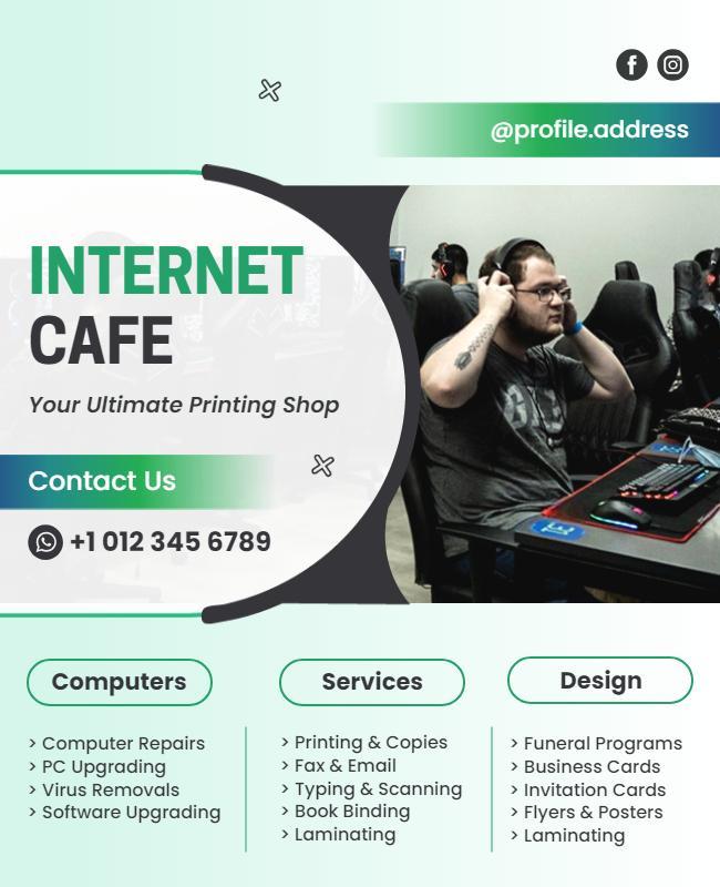 Comprehensive Internet Cafe Services Flyer Template