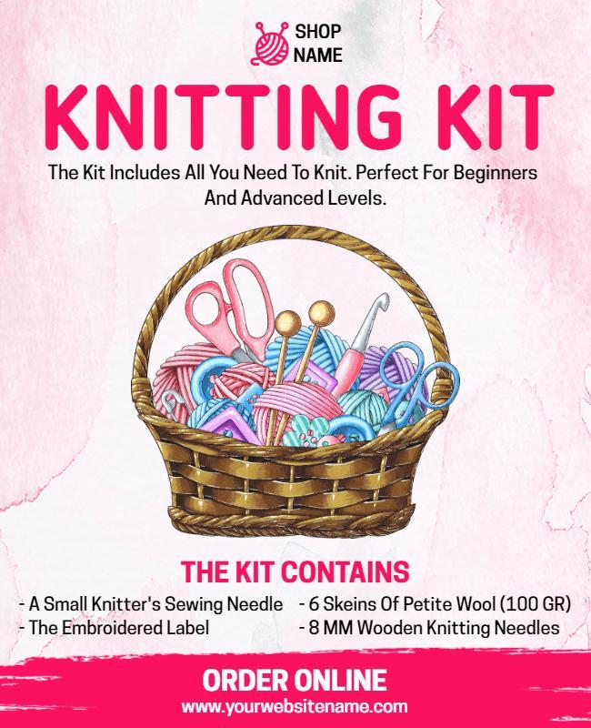 Comprehensive Knitting Kit Promotion Flyer Template