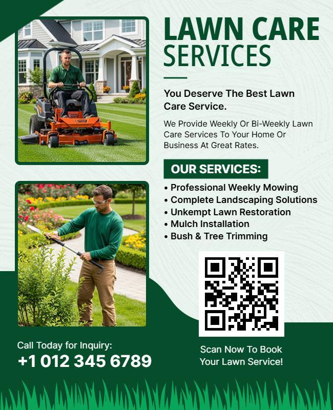 Comprehensive Lawn Care Services Promotional Flyer Template