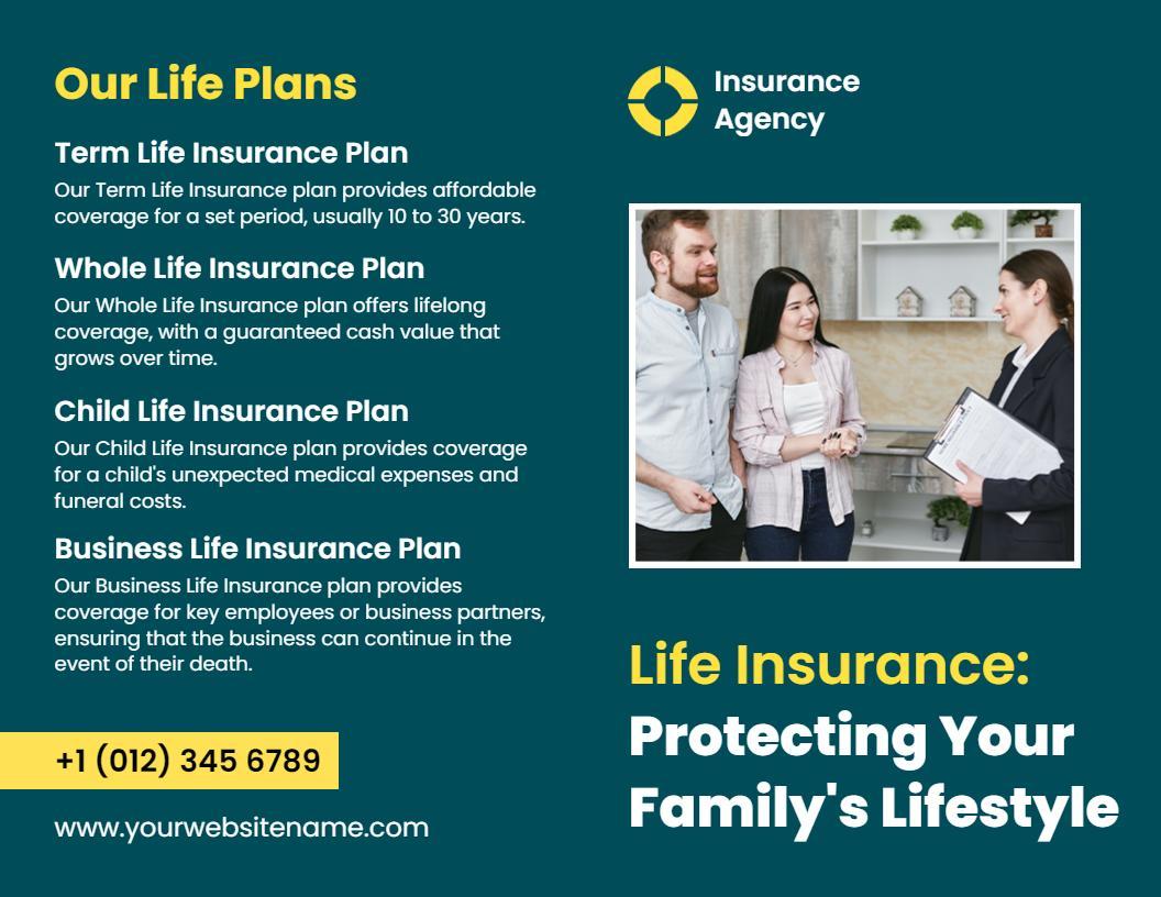Comprehensive Life Insurance Plans and Benefits Brochure Template
