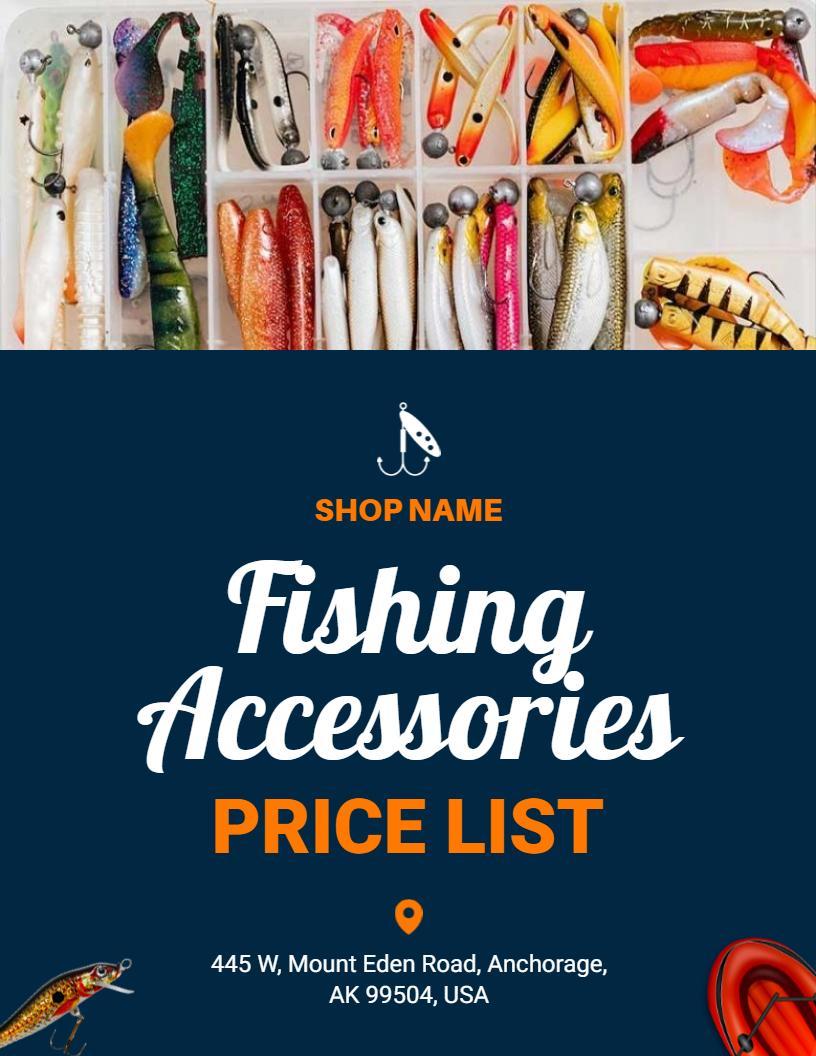 Comprehensive Lures and Hooks Selection Fishing Accessories Price List Template
