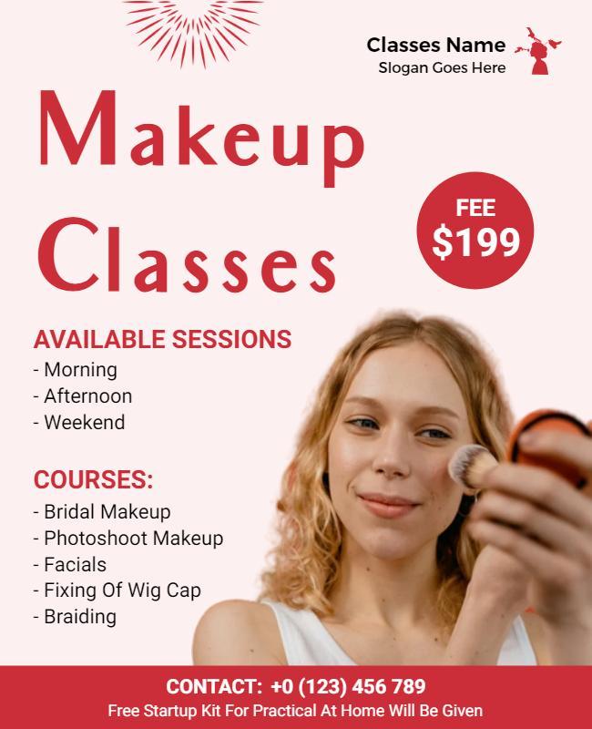 Comprehensive Makeup Classes with Professional Courses Flyer Template