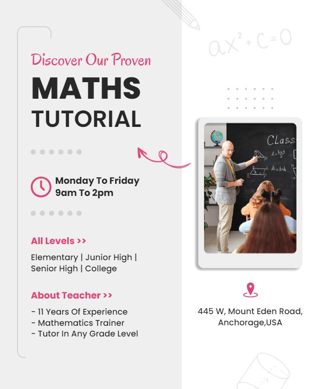 Comprehensive Mathematics Tutorial Educational Flyer Template