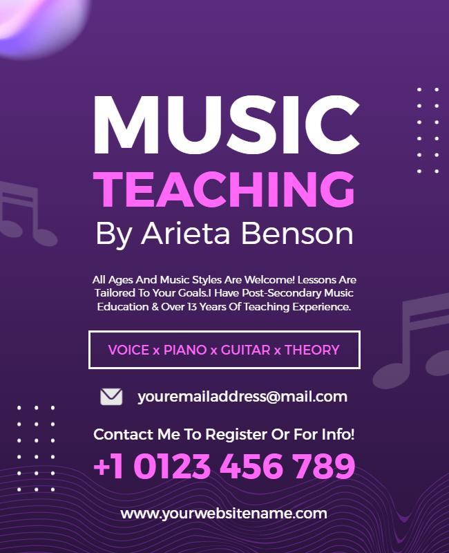 Comprehensive Music Lessons for All Ages Flyer Template