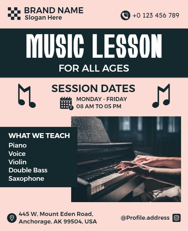 Comprehensive Music Lessons Promotional Flyer Template