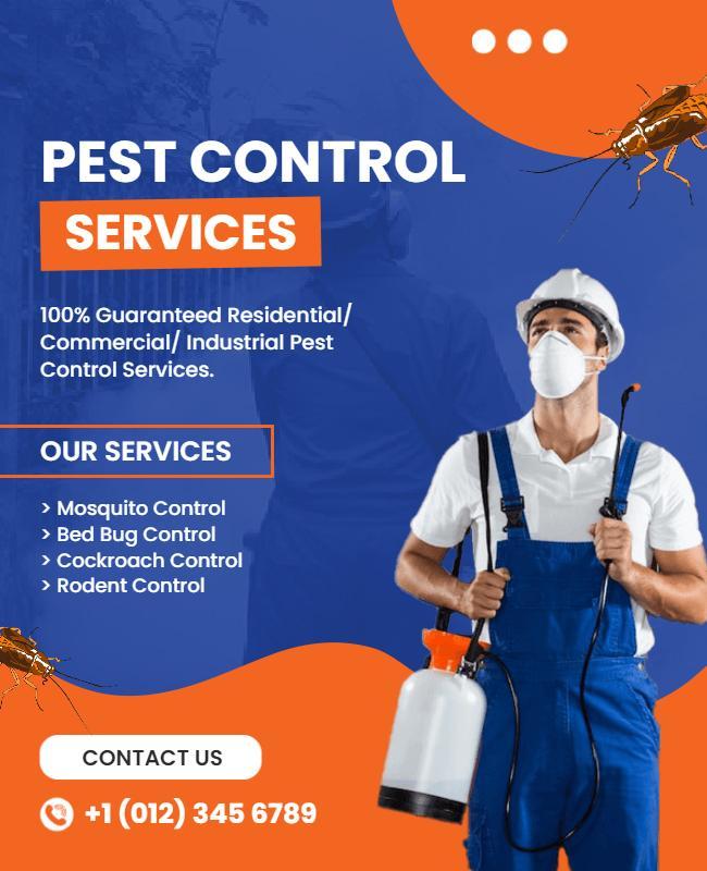 Bold Orange Pest Control Services Promotional Flyer Template