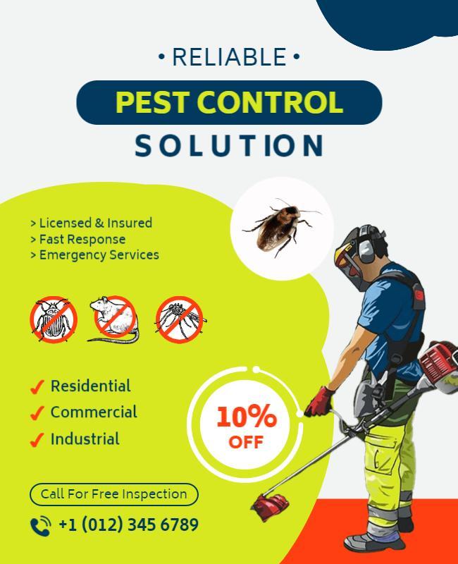 Vibrant Green Pest Control Services Solution Flyer Template