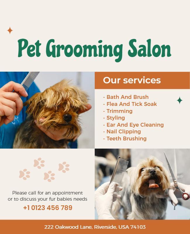 Comprehensive Pet Grooming Services Flyer Template