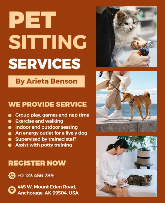 Comprehensive Pet Sitting Services Flyer Template