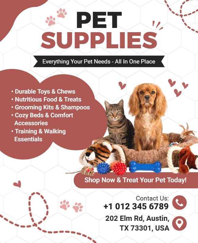 Comprehensive Pet Supplies Flyer Template