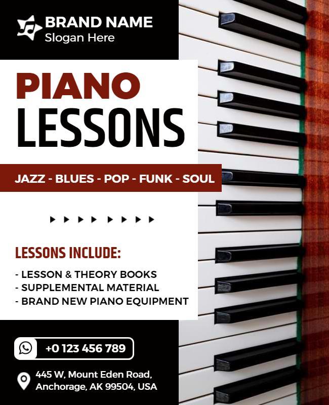 Comprehensive Piano Lessons Instructional Flyer Template