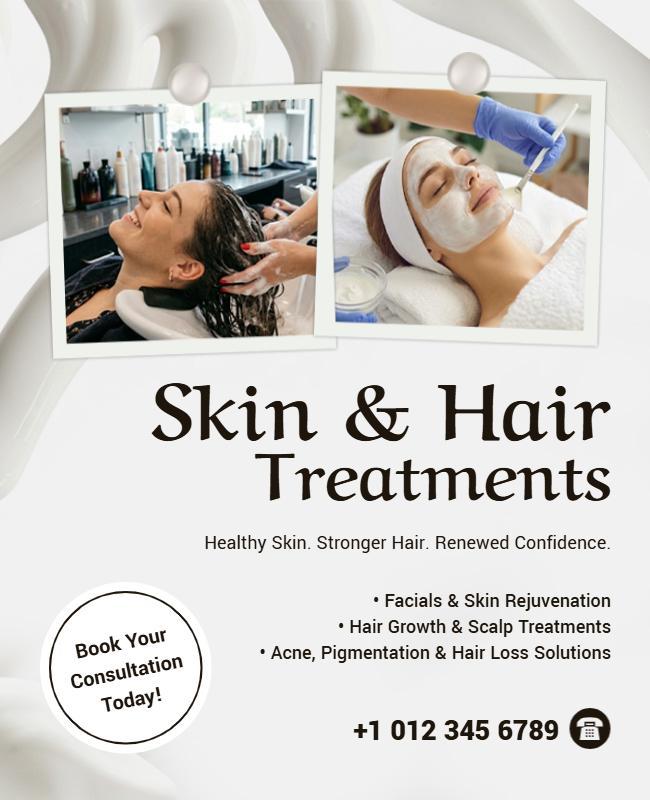Comprehensive Skin and Hair Care Treatments Poster Template