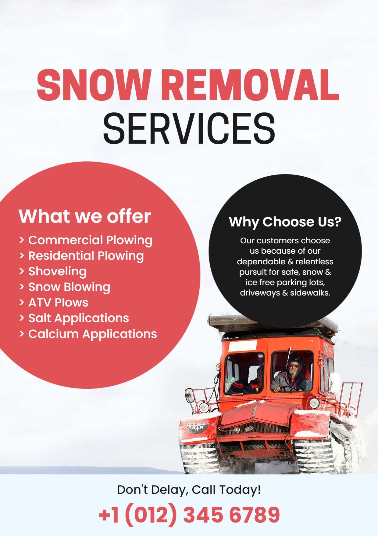 Comprehensive Snow Removal Services A4 Flyer Template