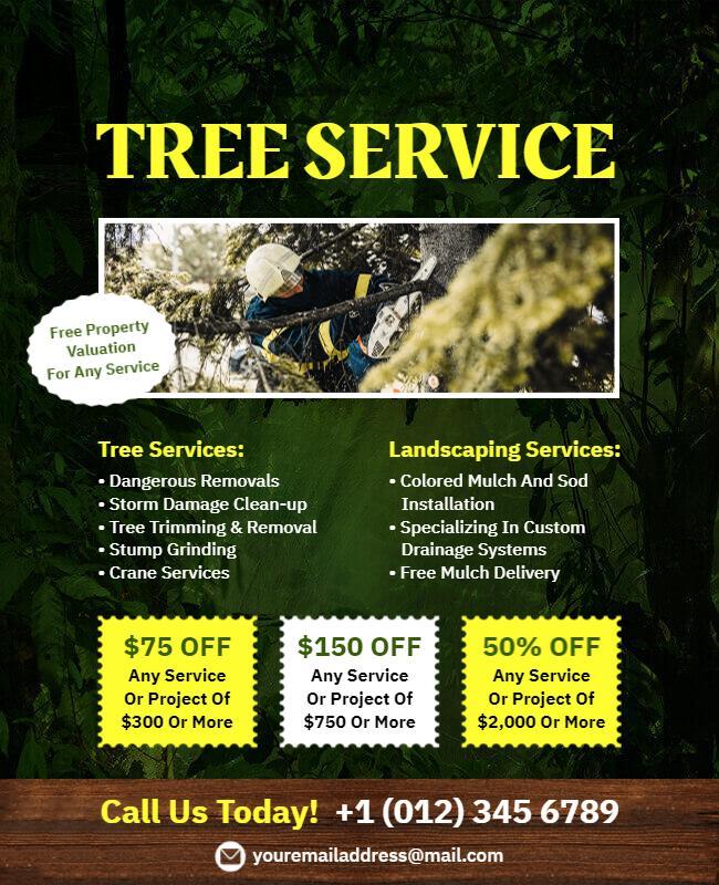 Comprehensive Tree and Landscaping Services Flyer Template