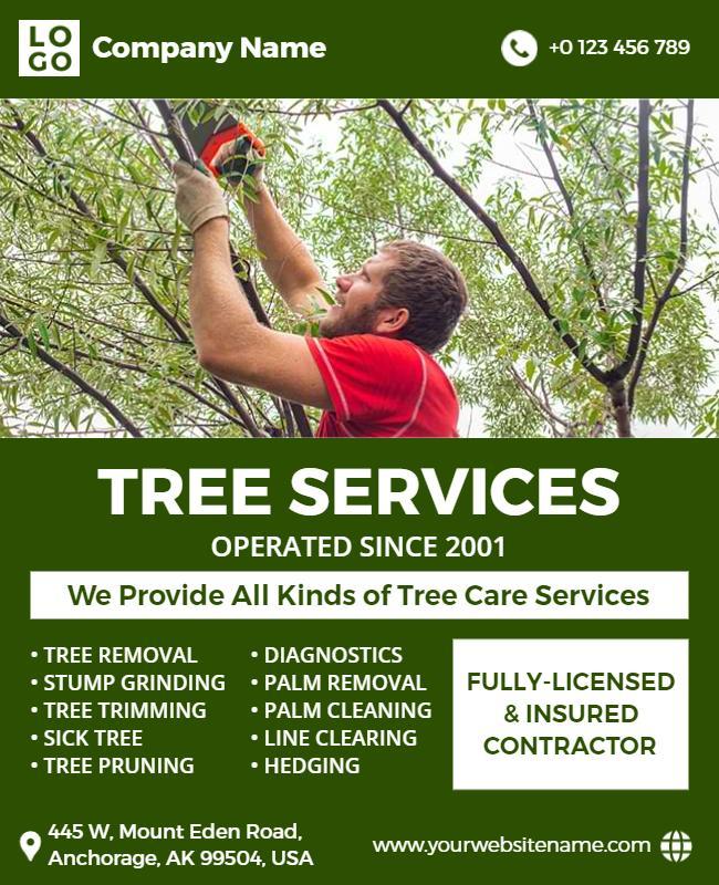 Comprehensive Tree Care Services Promotion Flyer Template