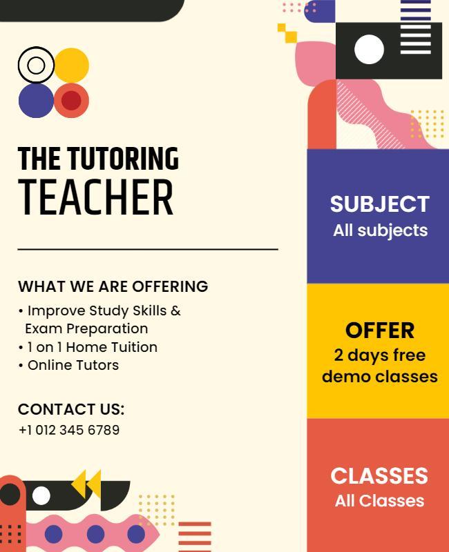 Comprehensive Tutoring Services Promotional Flyer Template