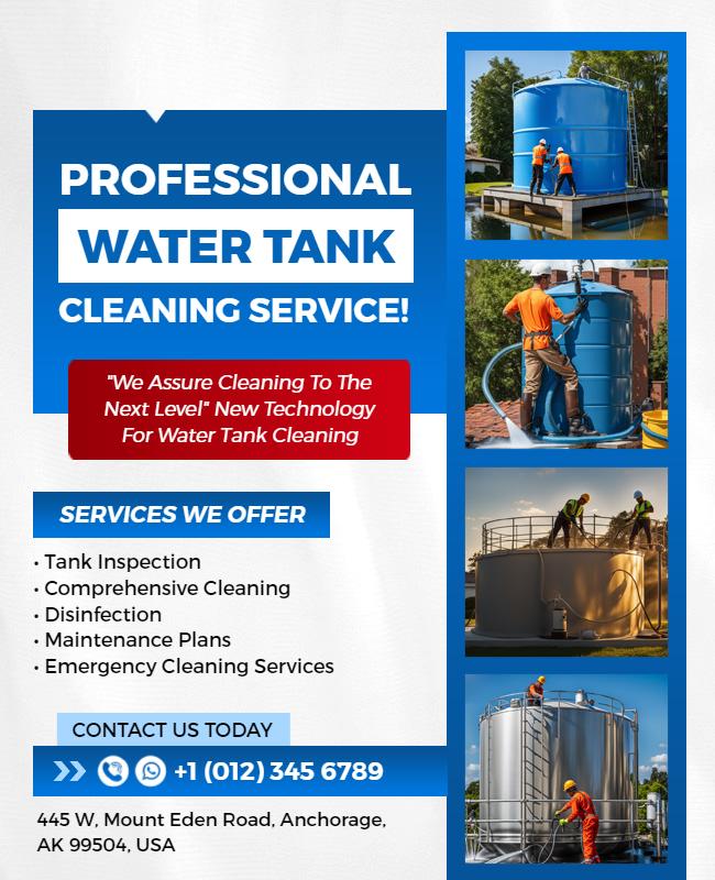 Comprehensive Water Tank Cleaning Services Flyer Template