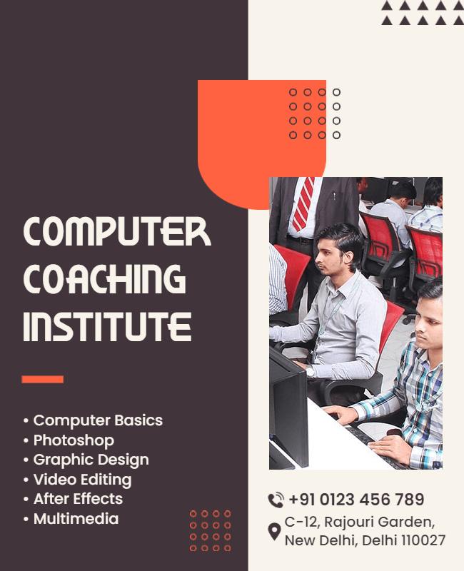 Computer Coaching Institute Courses Flyer Template