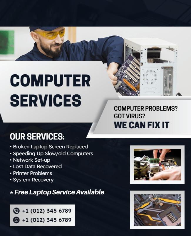 Computer Repair and Troubleshooting Services Flyer Template