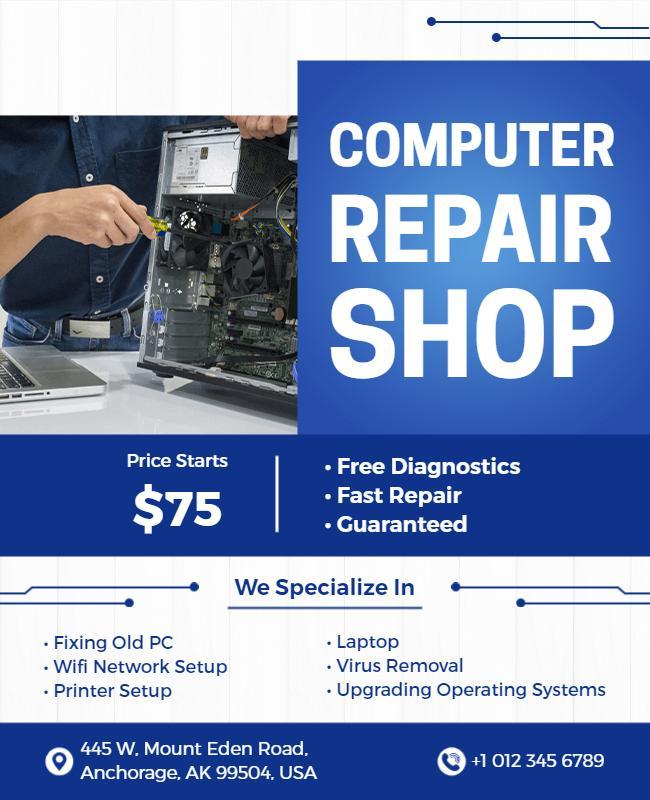 Computer Repair Services Promotional Flyer Template