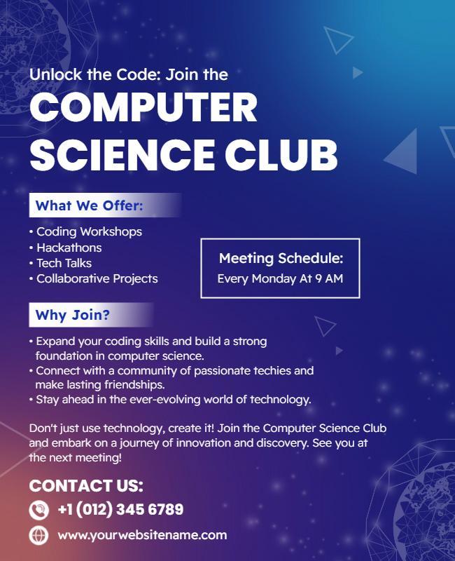 Computer Science Club Meeting Flyer Template