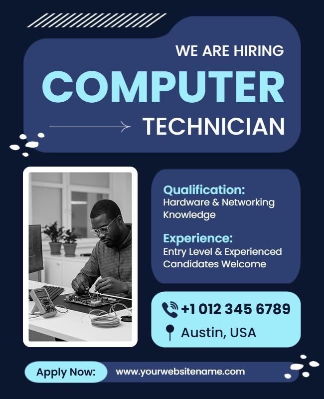 Computer Technician Hiring Announcement Flyer Template