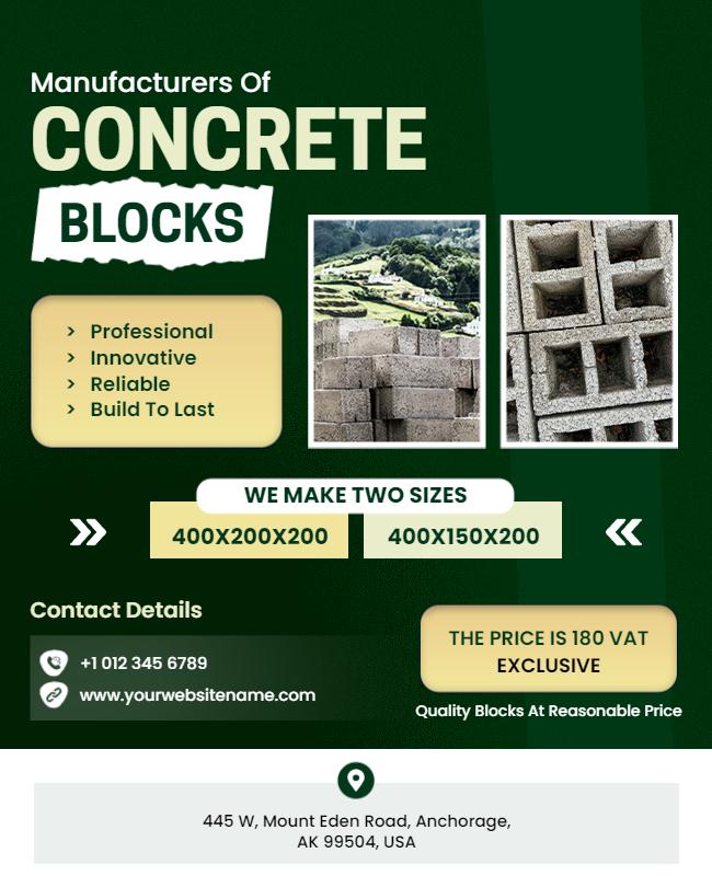 Concrete Blocks Manufacturer Promotional Flyer Template