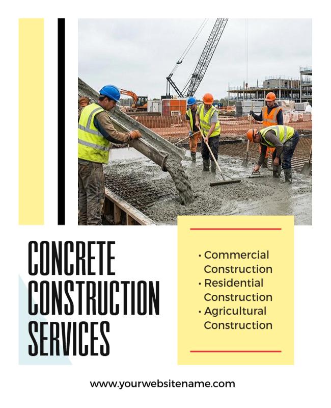 Concrete Construction Services Promotion Poster Template