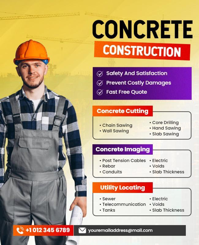 Concrete Construction Services Promotional Flyer Template