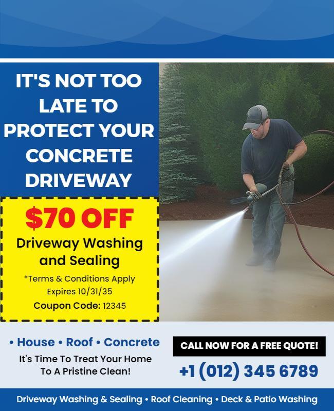 Concrete Driveway Cleaning Services Flyer Template