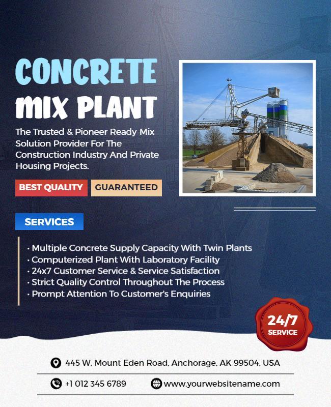 Concrete Mixing Plant Services Promotional Flyer Template