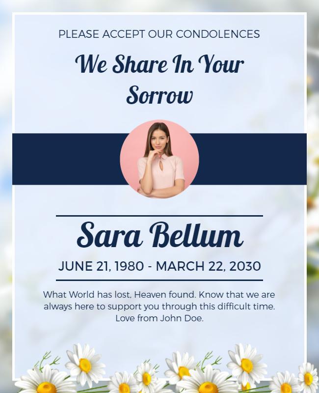 Condolence Message Poster Template