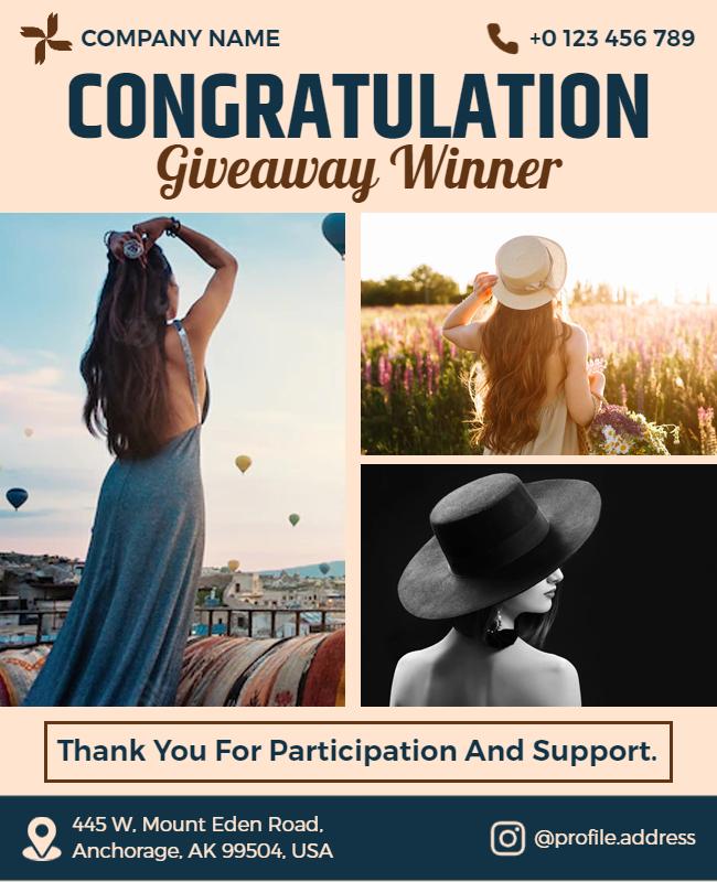 Congratulations Giveaway Winner Announcement Flyer Template