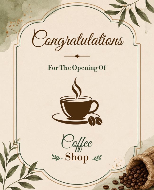 Congratulations on New Coffee Shop Opening Poster Template
