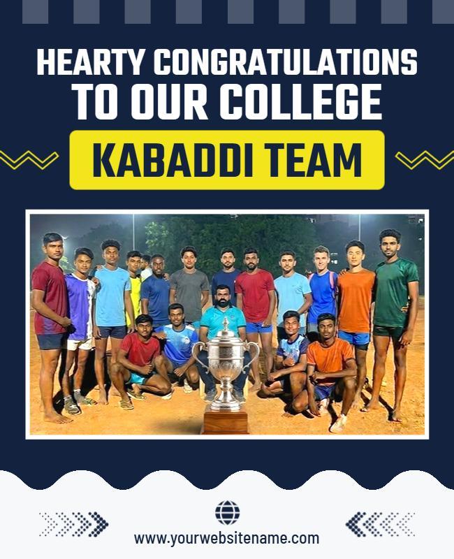 Congratulations to College Kabaddi Team Poster Template