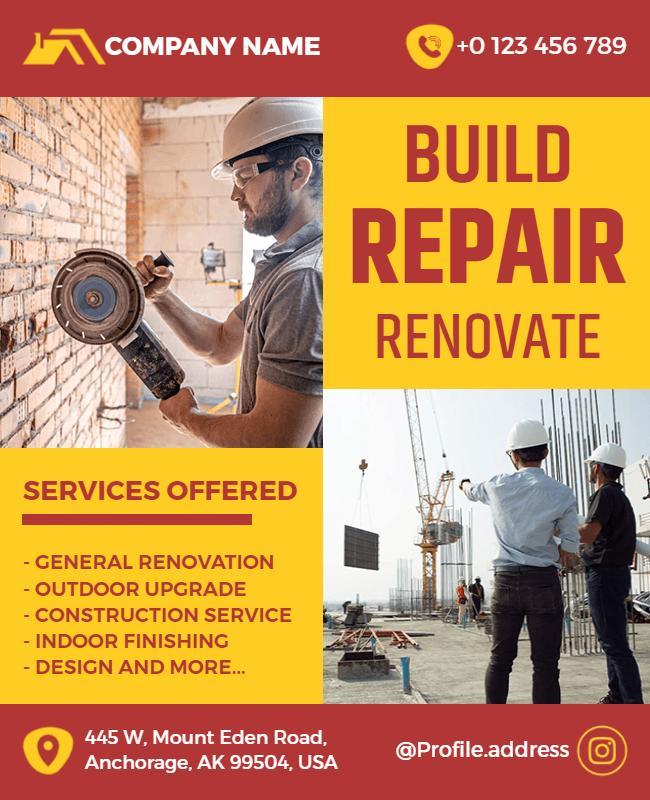 Construction and Renovation Services Flyer Template