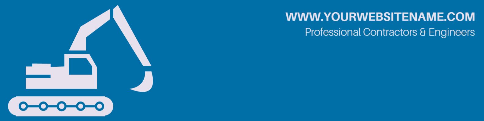Construction Equipment Graphic on Blue Background LinkedIn Banner Template