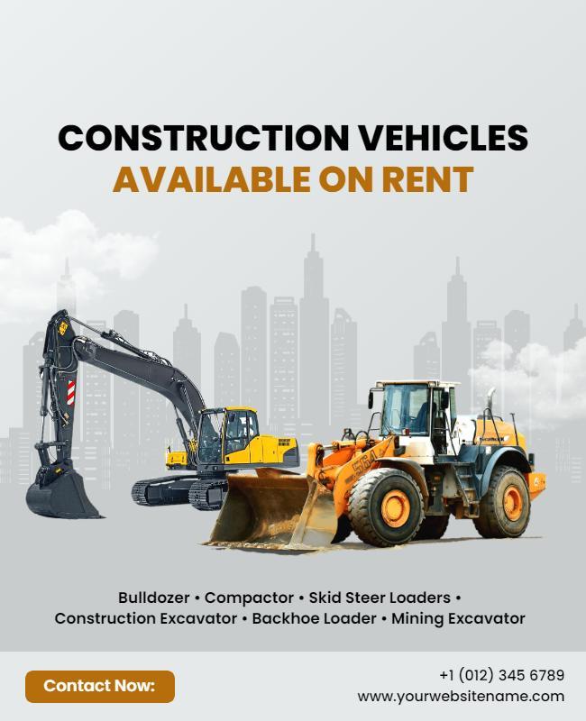 Construction Equipment Rental Services Flyer Template