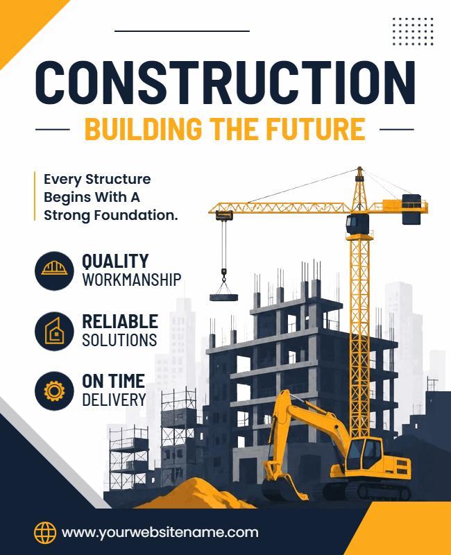 Construction Industry Services Promotional Poster Template