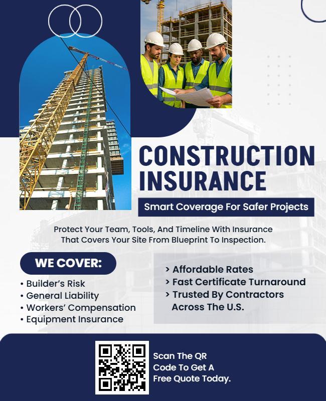 Construction Project Insurance Coverage Flyer Template