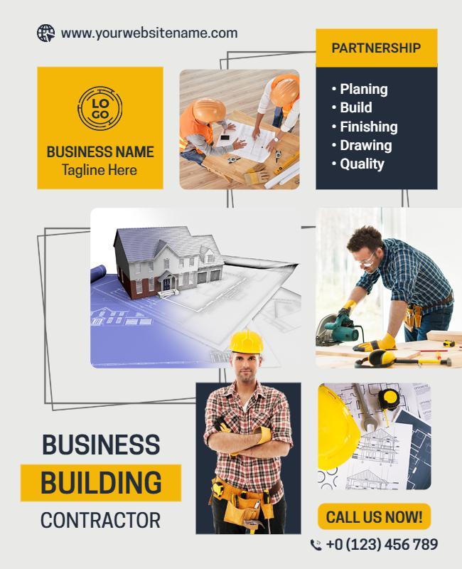 Construction Services Business Contractor Flyer Template